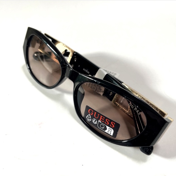 New GUESS Slim Sunglasses GO00087 Acetate Tortoise Shell Gold Logo Brown Lens New GUESS Slim Sunglasses GO00087 Acetate Black Gold Logo  main image 3